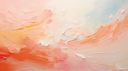 Oil paint texture background, abstract pattern of rough orange peach paintbrush strokes. Theme of...