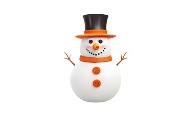 Classic snowman adorned with a top hat and carrot nose. Isolated on Transparent Background PNG.