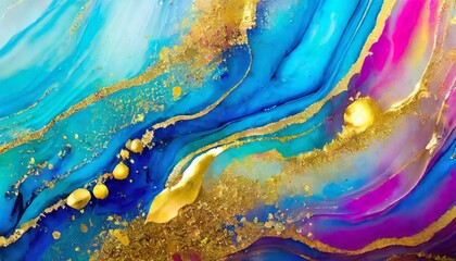 natural luxury abstract fluid art painting in liquid ink technique tender and dreamy wallpaper mixture of colors creating waves and golden swirls for posters other printed materials
