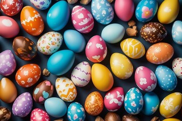 Fototapeta na wymiar Decorative Delights: Beautifully Adorned Easter Eggs in Artful Splendor