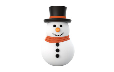 Snowman design embodying winter charm with top hat and carrot Isolated on Transparent Background PNG.