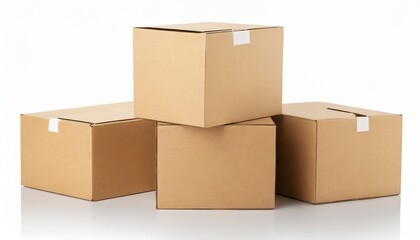 cardboard boxes on white clipping path