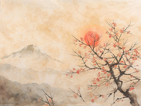 Mount Fuji and Cherry Blossoms in Artistic Harmony