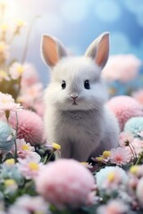 Easter holiday, flowers and bunny