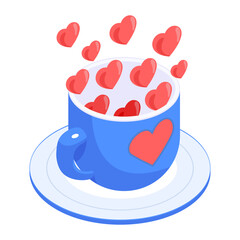 Easy to edit isometric icon of coffee date 