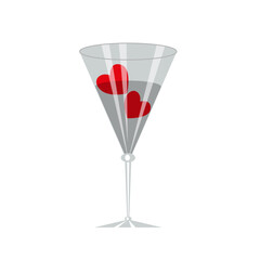 Valentine's day cocktail glass with hearts. Festive design element for the valentine holidays, events, discounts, and sales. Vector illustration.