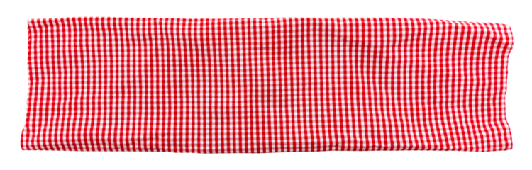 Piece of torn crumpled checkered fabric on a white background. Textile. Cellular tissue isolate