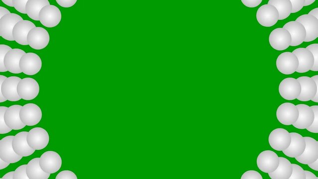 Animated increasing silver dots circles from the center. Vector illustration isolated on green background.