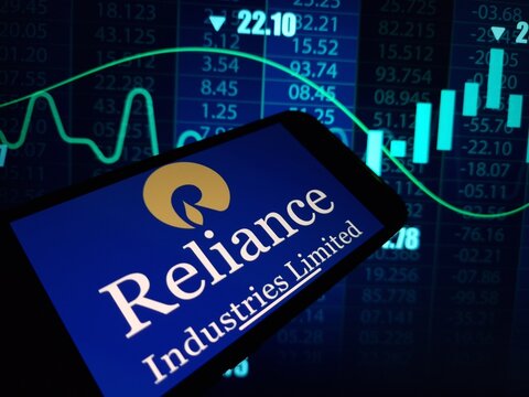 Konskie, Poland - January 11, 2024: Reliance Industries Limited company logo displayed on mobile phone screen