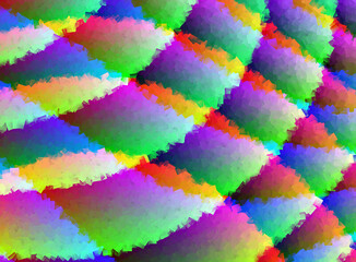 Kolorowe zaokrąglone pasma, pasy o strukturze kryształów w tęczowej gradientowej kolorystyce - abstrakcyjne kubistyczne tło, tekstura
