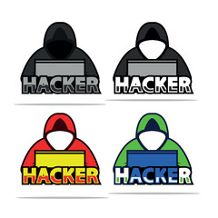 Hacker icons set. Hacking a computer or network