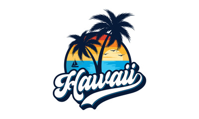 Fototapeta na wymiar Hawaii logo design template vector, for t-shirt and apparel vector design template
