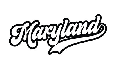 Maryland hand lettering design calligraphy vector, Maryland text vector trendy typography design	 - obrazy, fototapety, plakaty