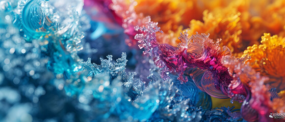 Vibrant coral blooms burst with a kaleidoscope of hues, transforming the reef into a dazzling display of natural beauty