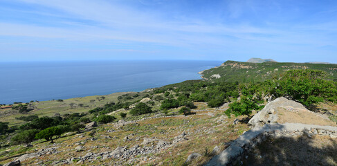 Tepekoy Cinaralti region, located in Gokceada, Turkey, has a magnificent view.