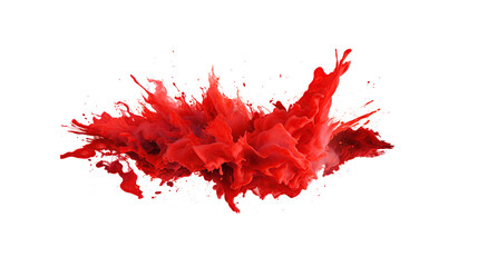 Red powder exploding, isolated on transparent background.