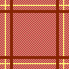 Red and yellow lines framing red checkered background - obrazy, fototapety, plakaty
