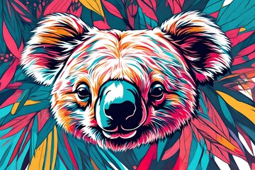 Koala bear head in pop art style