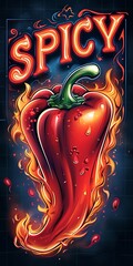 poster illustration of a glossy red pepper