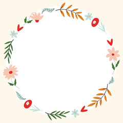 Wreath of flowers . Vector illustration
