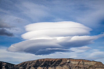 Lenticular clouds above mountain in Chile, South America