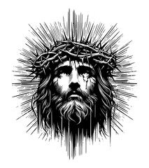 crown of thorns of jesus christ - black and white (artwork 1) - obrazy, fototapety, plakaty