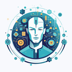 Artificial intelligence flat design style illustration vector