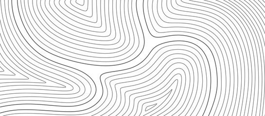Fototapeta premium Topographic map texture on white background. Outline drawing topography map background. Hand drawn geography scheme and the terrain path. Cartography texture in linear style. Vector illustration
