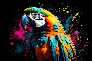 Parrot vector in neon pop art style