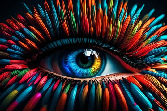 Rainbow color painted eye