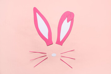 Paper bunny on pink background