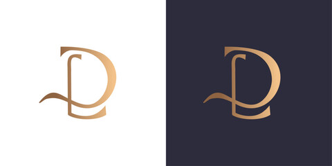 Letter d and l logo monogram, minimal style identity initial logo mark. Golden gradient vector emblem logotype for business cards initials. - obrazy, fototapety, plakaty