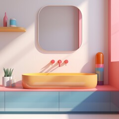 modern colorful bathroom interior with mirror