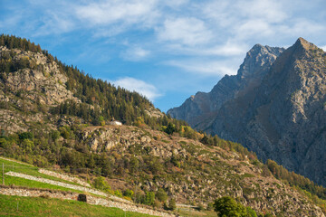 Fototapeta na wymiar Doues village Italian Alps Aosta valley Italy