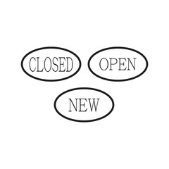 open close and new sign, vector icon, welcoming shop visitor icon editable stroke, sign, symbol outline line button isolated on white