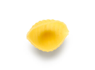 Raw conchiglie pasta isolated on white background