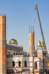 construction of a mosque on a vacant lot close-up