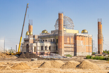 construction of a mosque on a vacant lot close-up