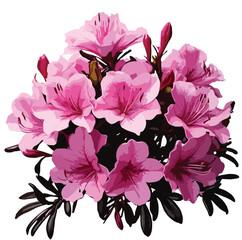 bouquet of pink color Azalea flower vector artwork 