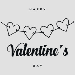 Happy Valentine's Day. Greeting card for Valentine's Day. Black. Vector on a gray background