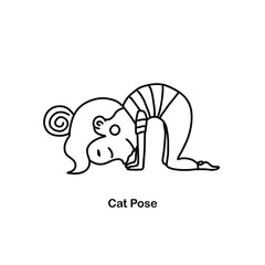 Kids yoga cat pose. Vector cartoon illustration