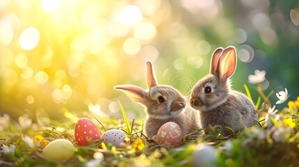 Fototapeta na wymiar Easter Joy A Whimsical Blend of Tradition and Playfulness