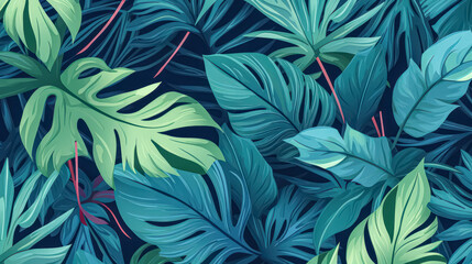 Transform your project with turquoise and green tropical leaves.