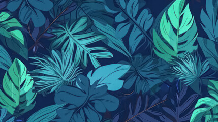 Fototapeta premium Transform your project with turquoise and green tropical leaves.