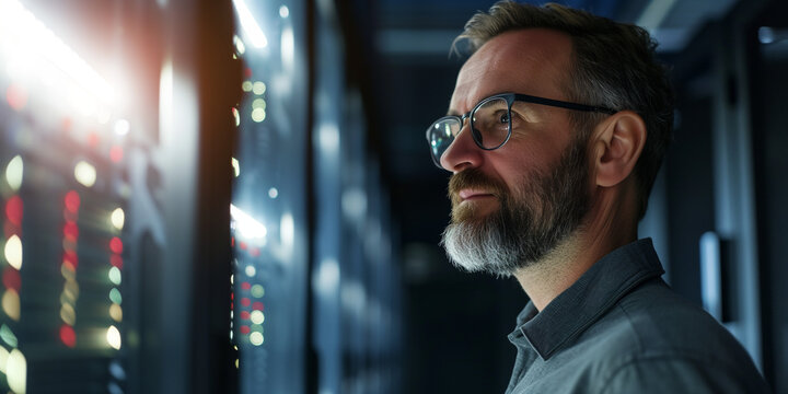 Technischer Mitarbeiter im Serverraum