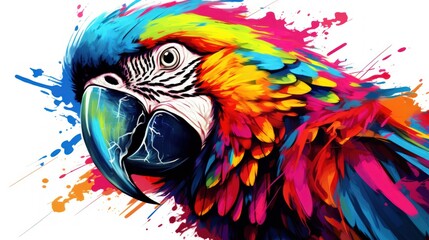 Watercolor parrot macaw on white background. generative AI