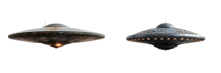 Set Of UFO On Transparent Background 