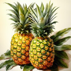 Fototapeta premium Illustration of two pineapples on a white background