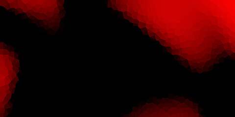 Elegant dark abstract geometric background. Irregular shapes with crystallized gradient texture in red on black. Colorful, polygonal mosaic fragments like broken glass.
