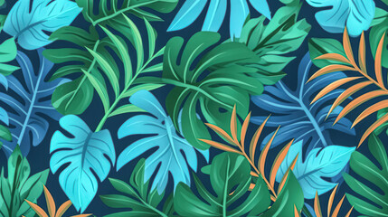 Fototapeta na wymiar Transform your project with turquoise and green tropical leaves.